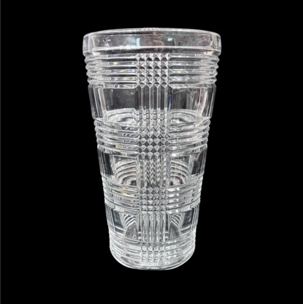 RALPH LAUREN CRYSTAL 10” Glen Plaid Cut Crystal Vase